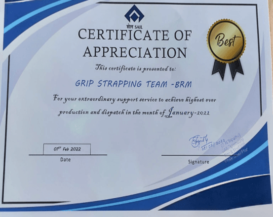 SAIL Certificate of Appreciation