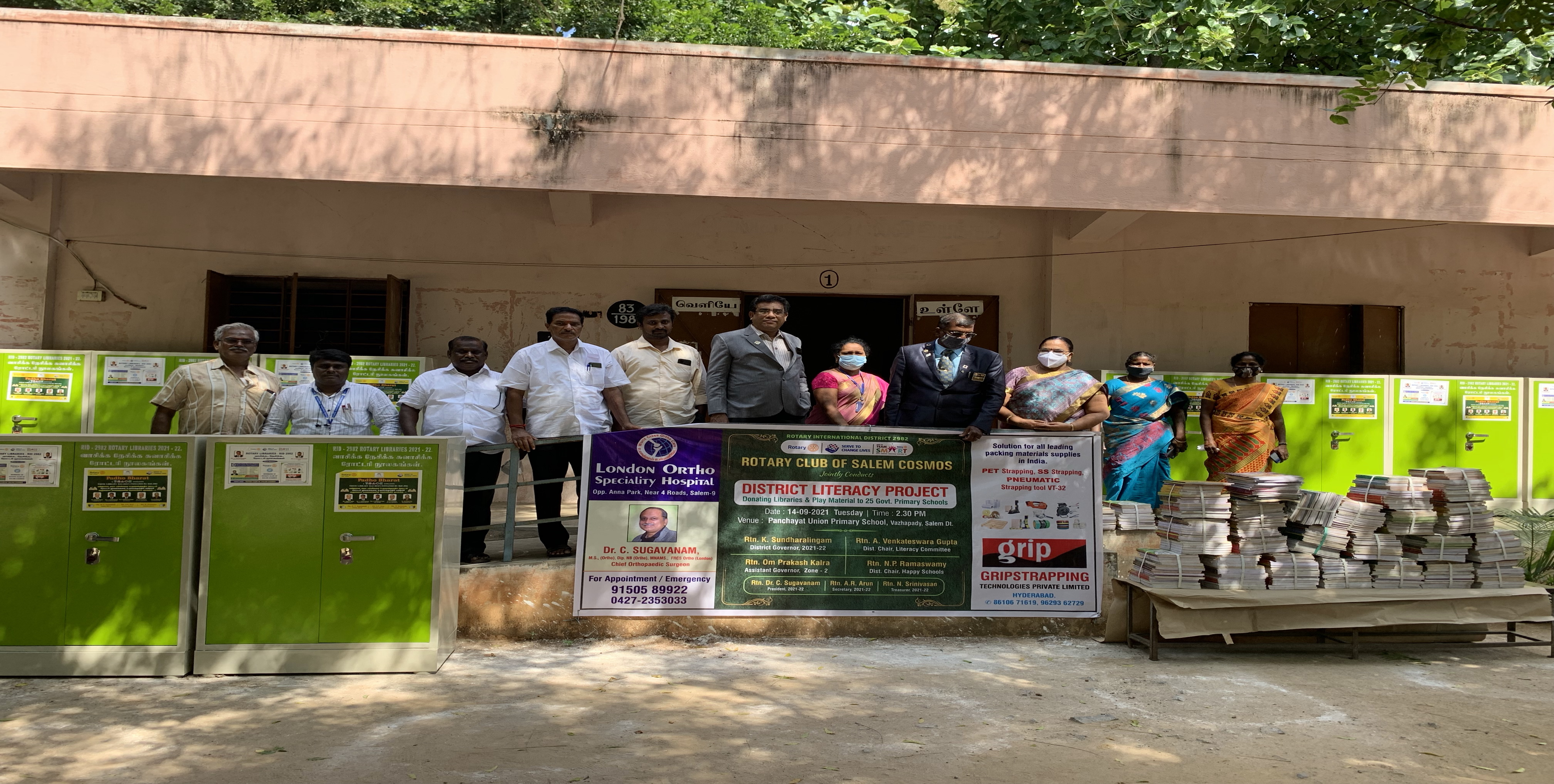 Grip team with community relief supplies
