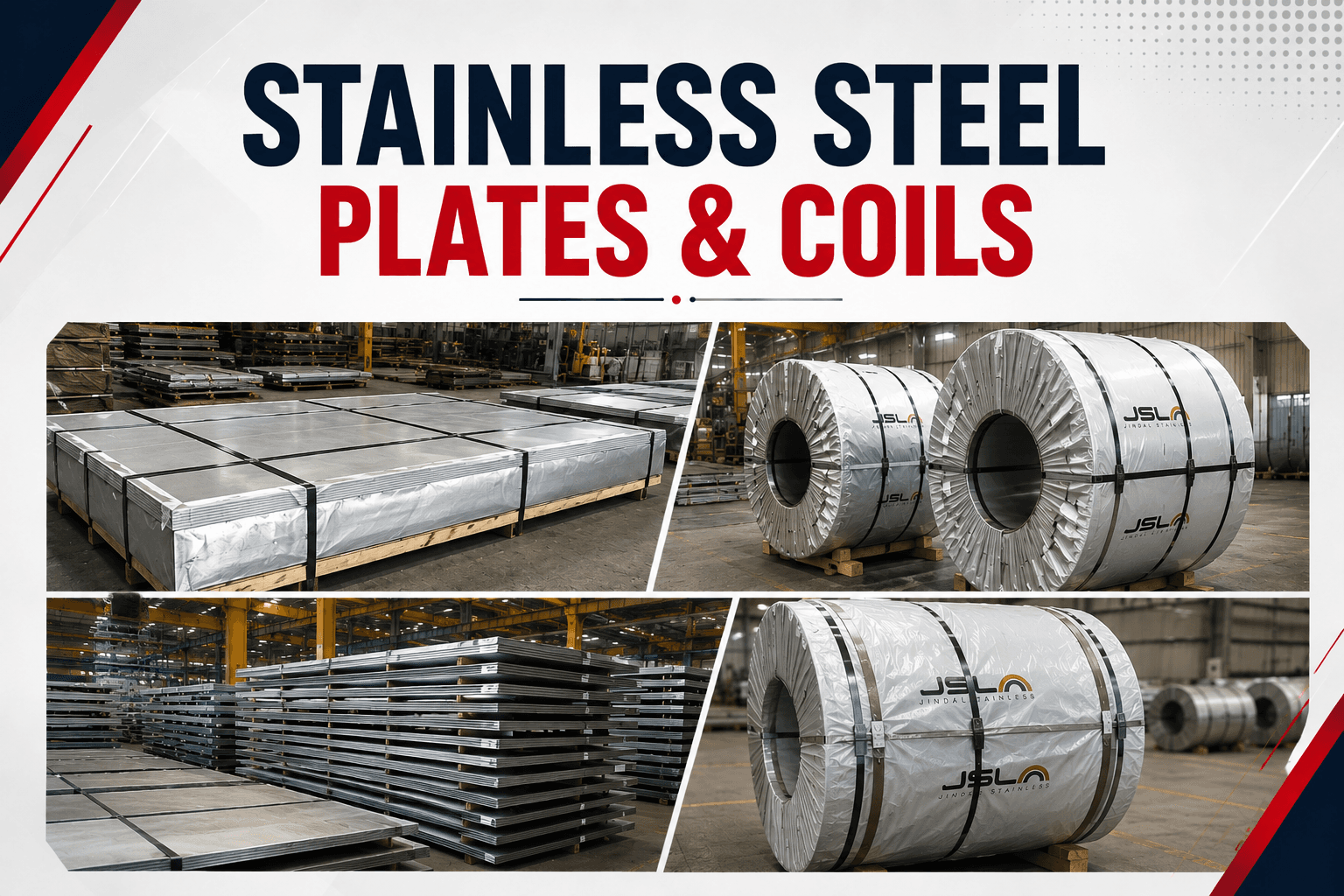 Stainless steel plates and coils prepared for secure transport