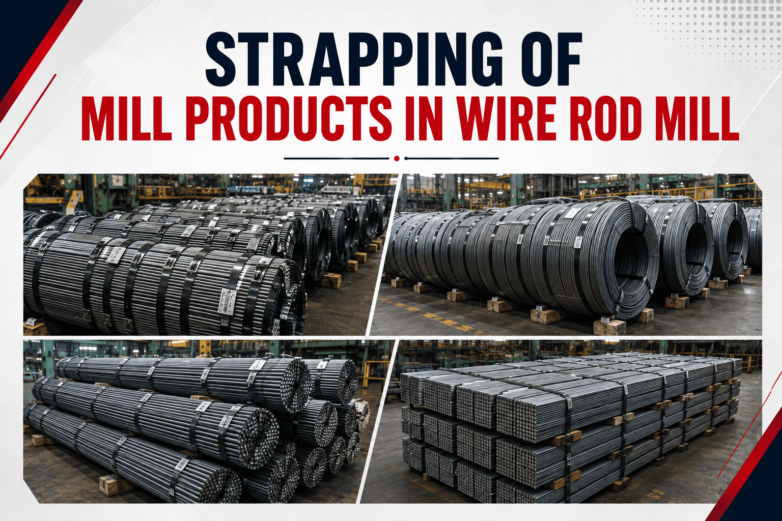 Wire rod mill products strapped and ready for dispatch